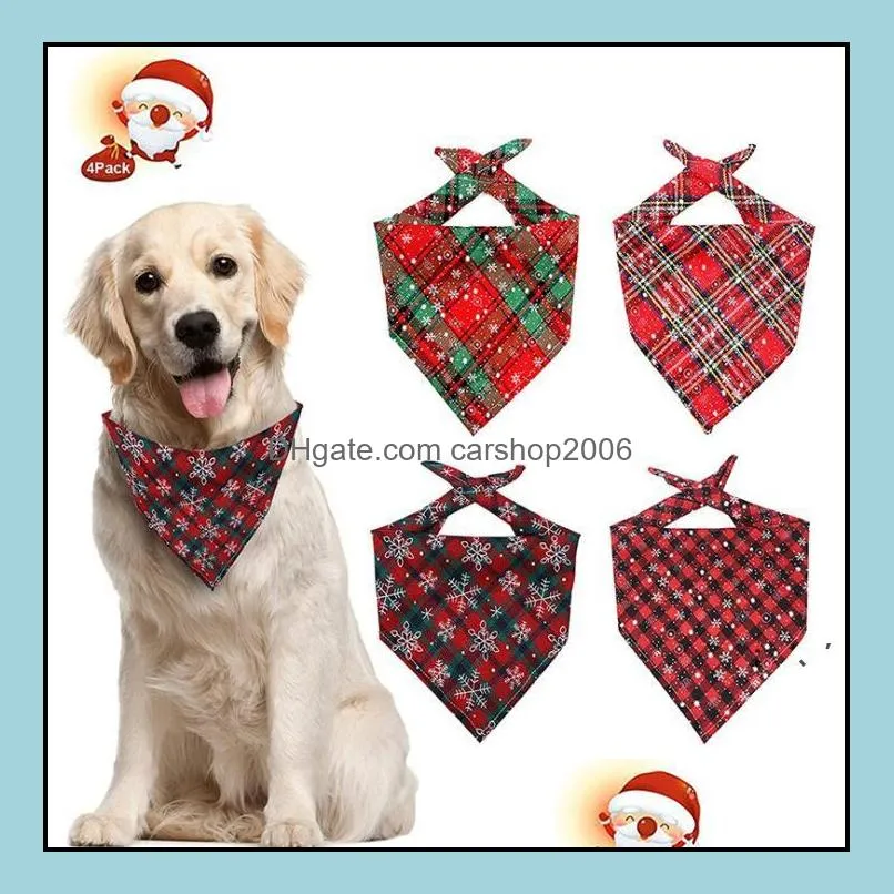 他の犬用品ペットホームガーデンドッグバンダナクリスマス格子縞の単一層スカーフトライアングルビブスケルチーフペットエスソリースモールミディアムラージ