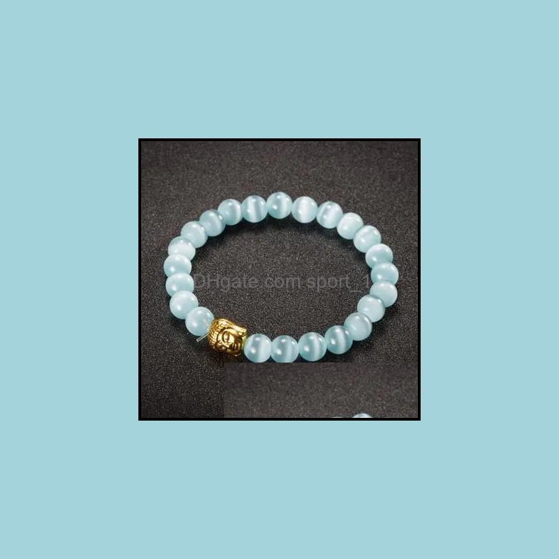 2016 Newest Design Men Women Beaded Energy Turquoise Agate Mala Beads Lava Stone Antique Silver and Gold Buddha Bracelet Gift Jewelry