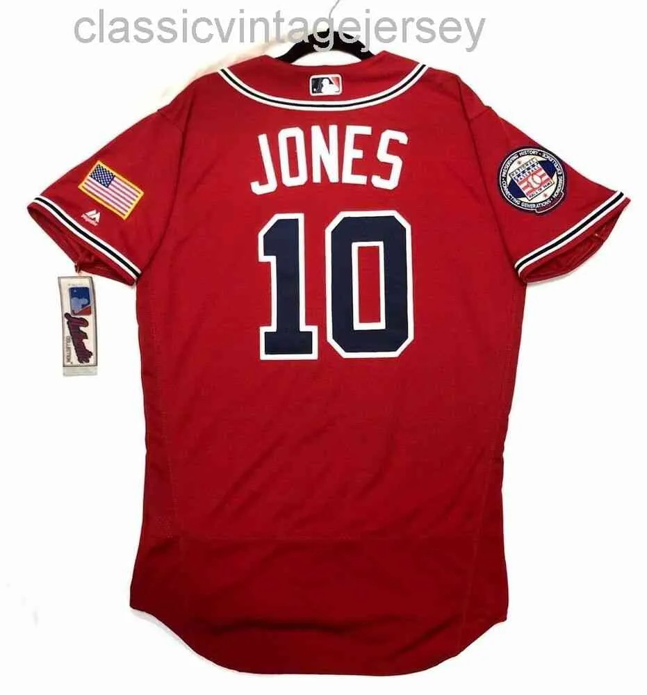 Hombres Mujeres niños CHIPPER JONES FLEX BASE JERSEY Bordado Nuevas camisetas de béisbol