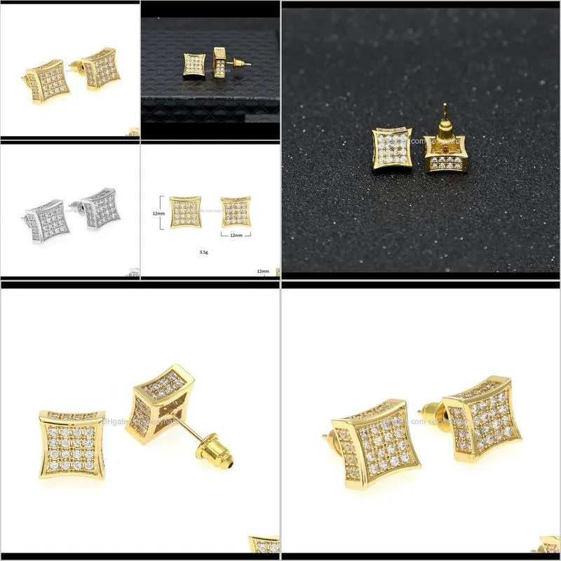 Hip-hop micro wave set of Zirconia Earrings professional men hip hop accessories wholesale