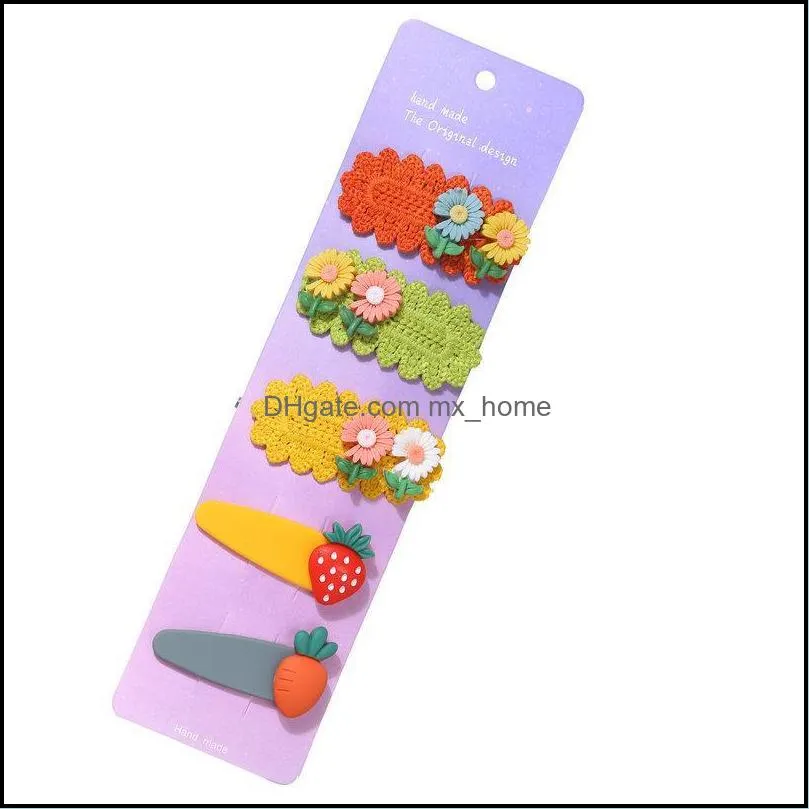 Baby Girls Cartoon Hairpin For Women Children Rainbow Hair Clip Kids Sunflower Candy Fruit Barrette Accessories