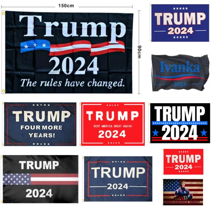 ABD hisse senedi seçimleri afiş başkan Donald Trump Seçim bayrakları 2024