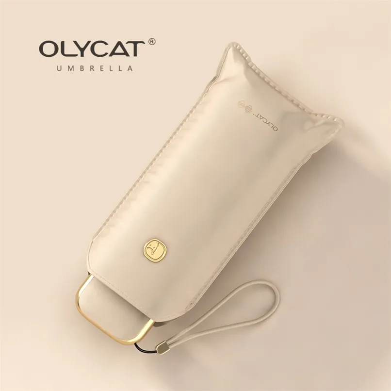 Olycat Luxury Mini Flat Umbrella Rain Women Ombrelli trasparenti portatili Protezione solare Ombrello UV Ombrello per ragazze Antivento Outdoor 210925