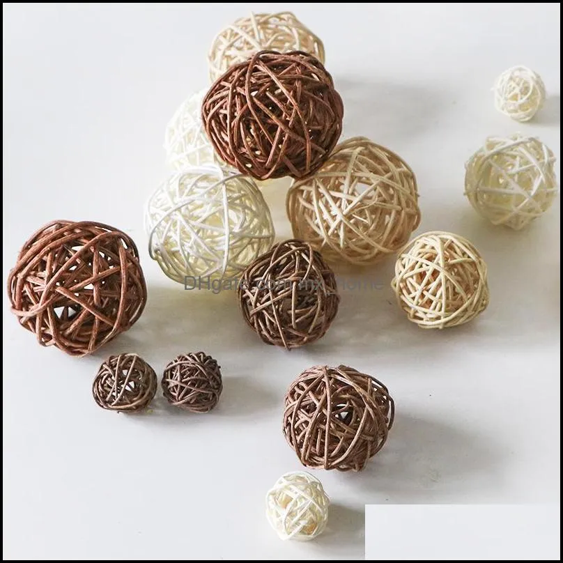 Rattan Wicker Ball Rustic Spheres Balls for Handmade Christmas Wedding Home Party Diy Decor Child Pet Toys Table Vase Filler 1255 V2