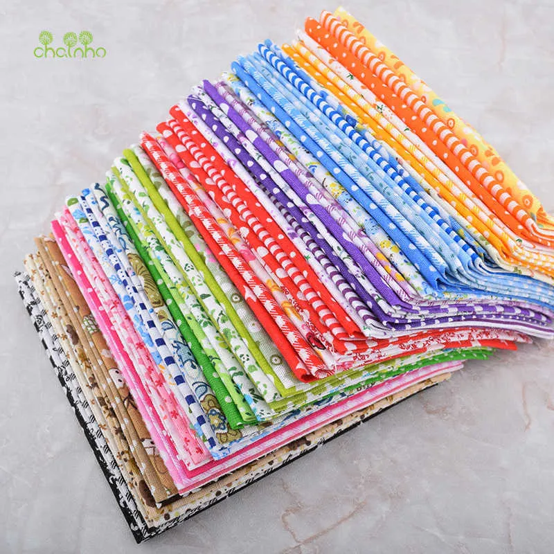 Chainho,60pcs/Lot,Colorful Thin Plain Cotton Fabric Patchwork For DIY Quilting& Sewing,Small Size Bundle Tissue Tela Material 210702