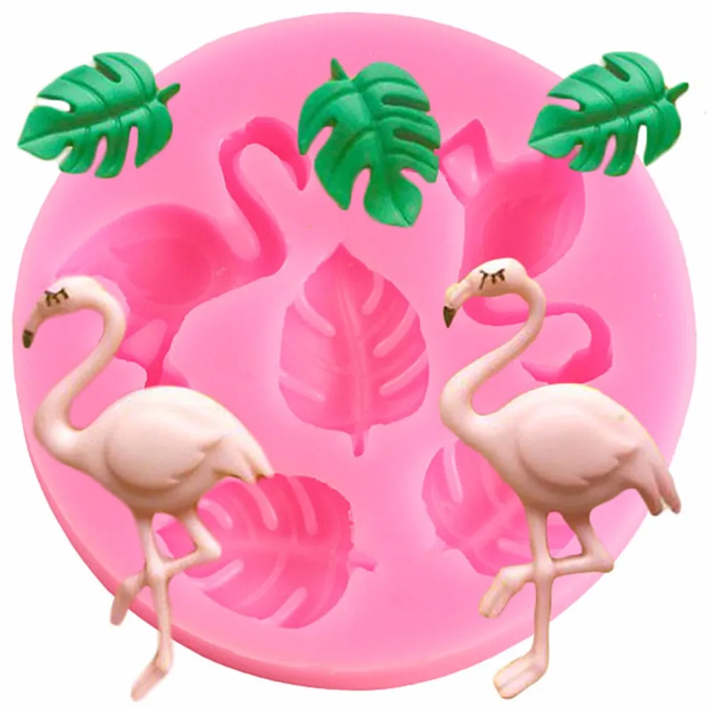 3D flamingo bebê aniversário diy fondant bolo decoração de tartaruga folha silicone moldes cupcake chocolate gumpaste doces moldes