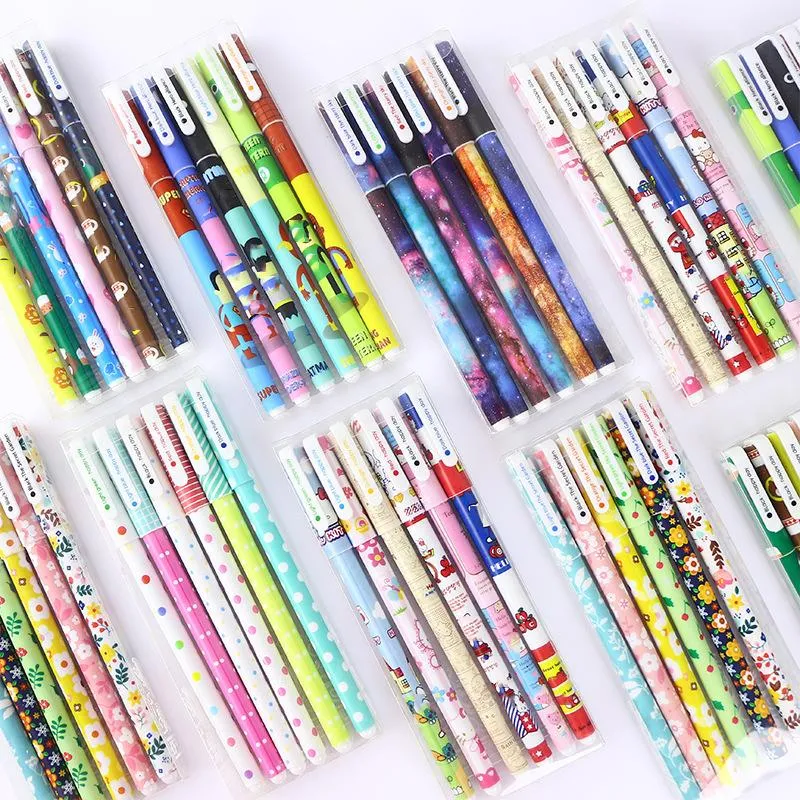 젤 펜 kalove 6pcs/sset 0.38mm 펜 아름다운 시그니처 롤러 볼 한국 학교 사무실 쓰기 편지지 어린이 창조적 선물