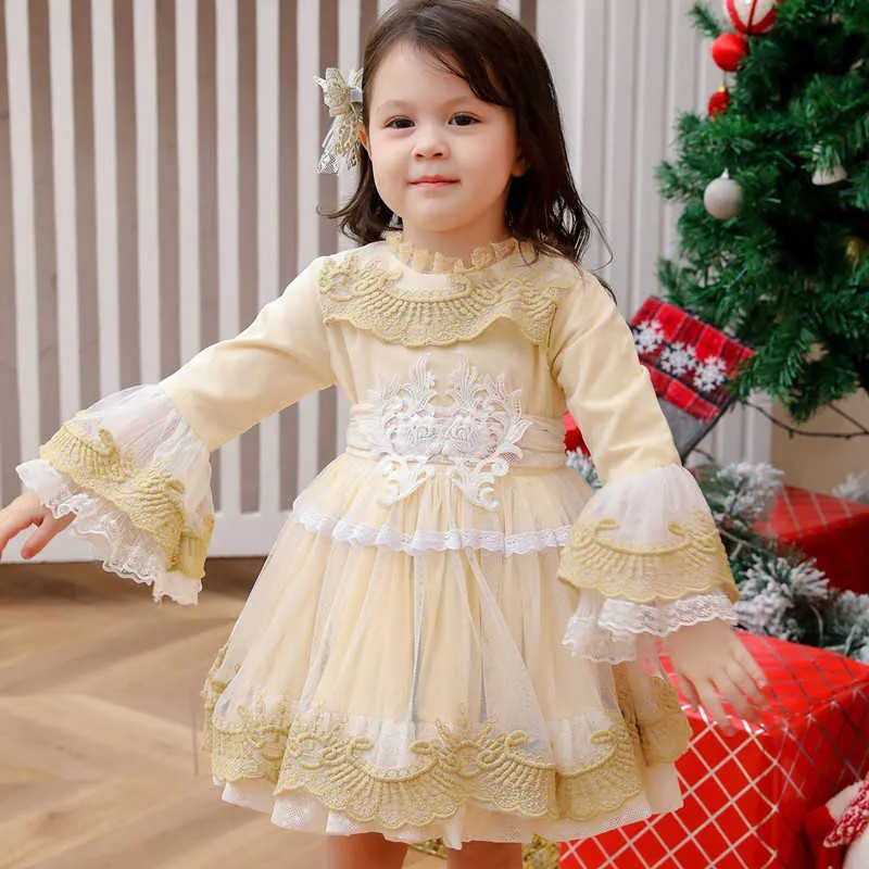 Kids Spanish Royal Dresses for Baby Girls Spain Lolita Ball Gown Children Boutique Clothes Infant Birthday Christening Vestidos 210615