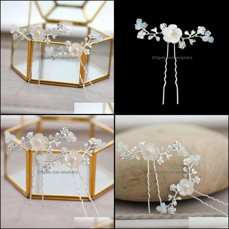 Hair Clips & Barrettes Floralbride Handmade Baroque Alloy Shell Flower Leaf Freshwater Pearls Bridal Pin Wedding Sticker Women Jewelry