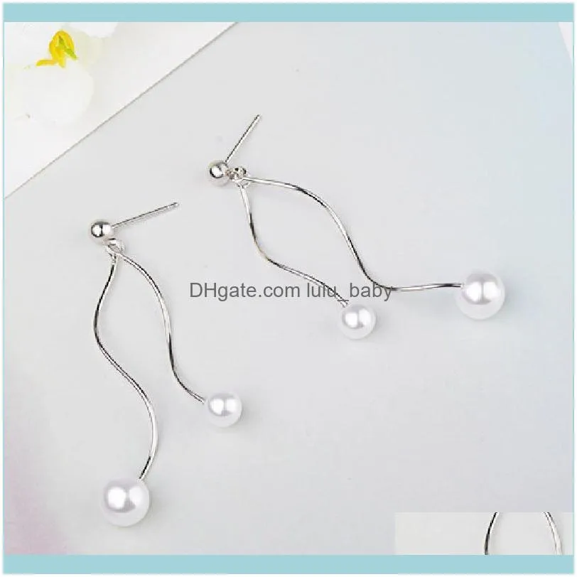 Fashion Pearl Earrings For Women 925 Silver Jewelry Long Style Drop Earring Wedding Engagement Party Gift Accessories Wholesale Dangle &
