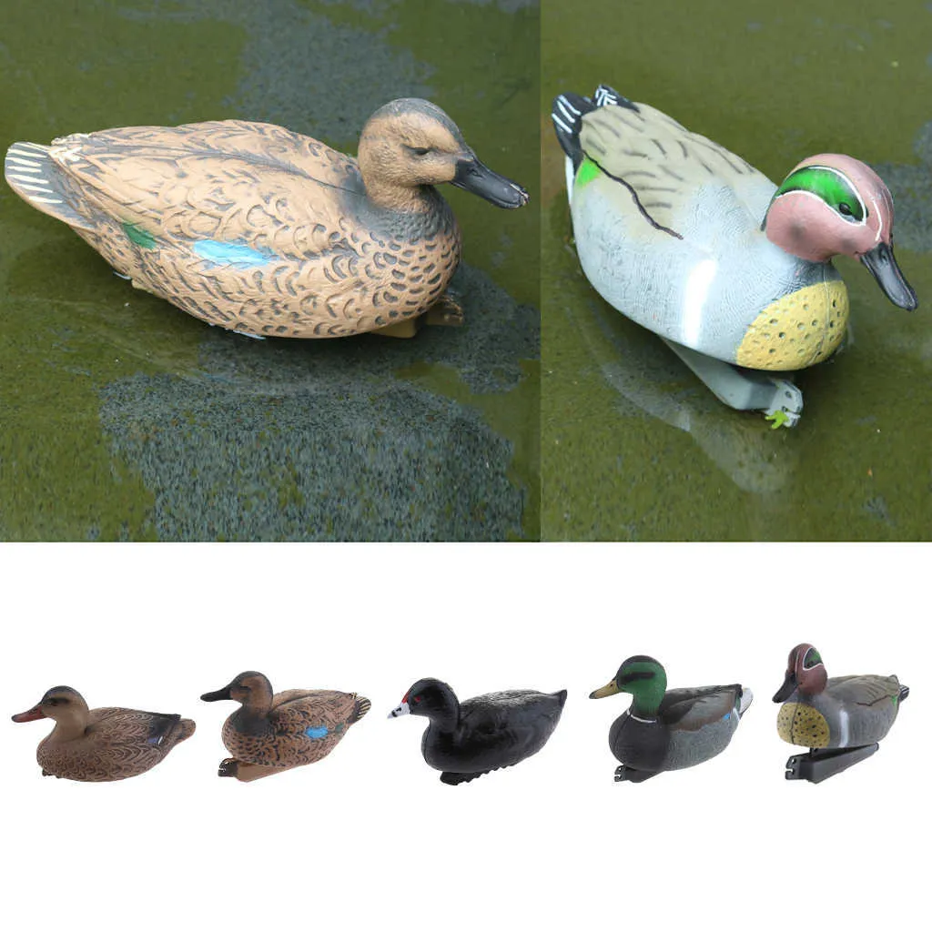 5 Tipos Lifelike Realistic Duck Figure Caça Decoy Garden Pond Flutuante Estátua Rawn Decoração Verdadeiro a Natureza Animais Y0914