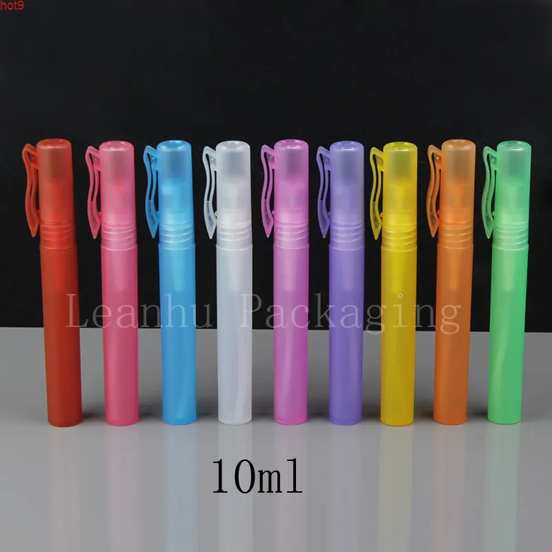 Commercio all'ingrosso, 100pcs, 10ml Brautiful clip colorato punti di profumo punti imbottigliamento / bottiglie di bottiglia di spruzzo di plastica, buona qty