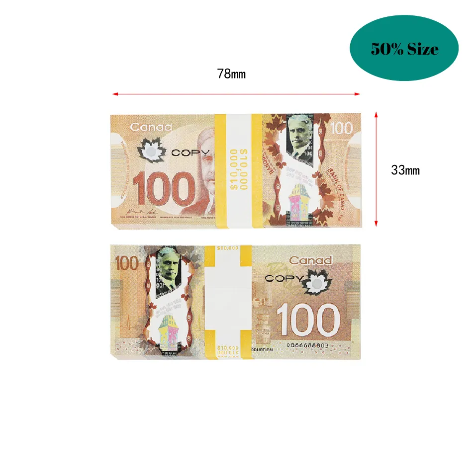 Prop Canada Game Money 100s CANADIAN DOLLAR CAD BANKNOTES PAPER PLAY BANKNOTES MOVIE PROPS