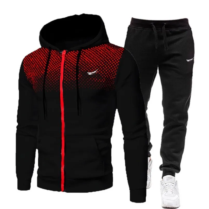 Moda bawełniana torta sportowa garnitur męskie dresy jesień i zimowe spodnie bluza sweter dwa garnitury joggingowe 3XL 211222