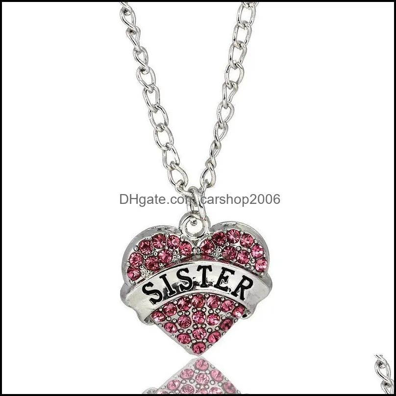 2020 Diamond Peach Heart Pendant Necklace Mother`s Day Year Gift Family Necklace Crystal Heart Pendant Rhinestone Women`s Jewelry