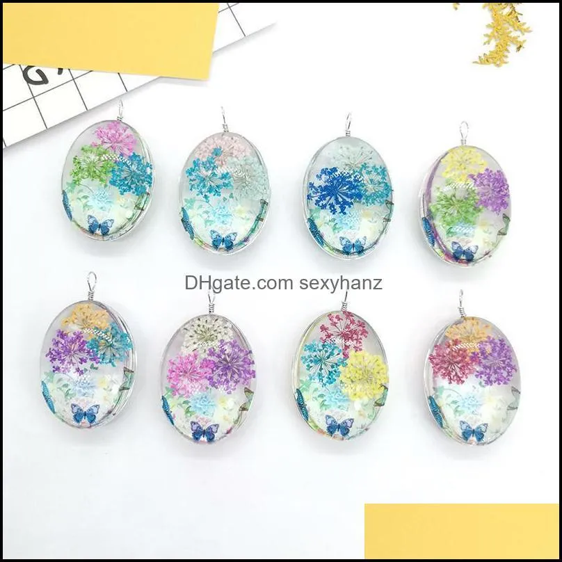 Women`s Elliptical Necklace Tri-coloured Starry Handmade Glass Spherical Diy Plant Creative Personality Pendant