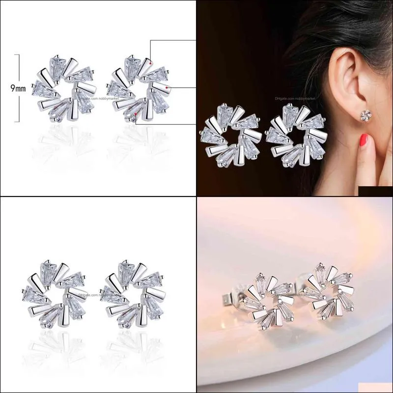 Nehzy 925 Sterling Silver New Woman Stud Earrings High Quality Retro Simple Cubic Zirconia Hot Original Crystal Jewelry