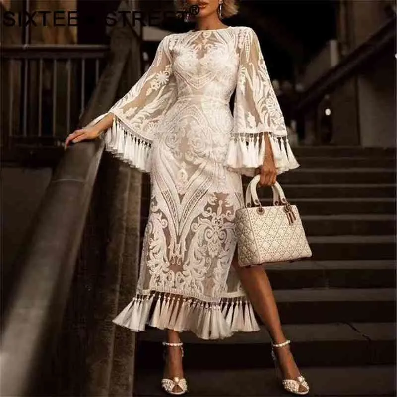 Tassel long sleeve dress clearance