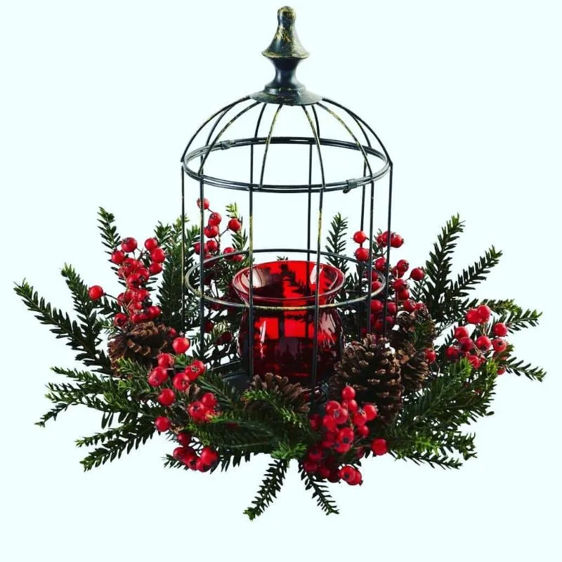 Dekorativa Blommor Kransar 1Pack Fake Julgran Tallgrenar Konstgjorda Röda Bär för Dekoration DIY Krans Supply Table Ornaments