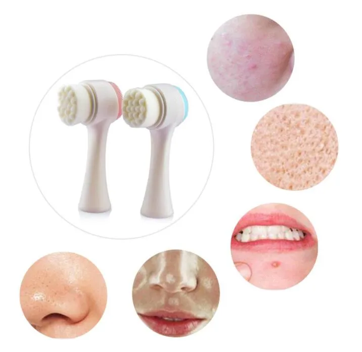 High quality Double Sides Multifunctional Silicone Facial Cleansing Brush Portable Size 3D Face Cleaning Massage Tool Facial Beauty brushes