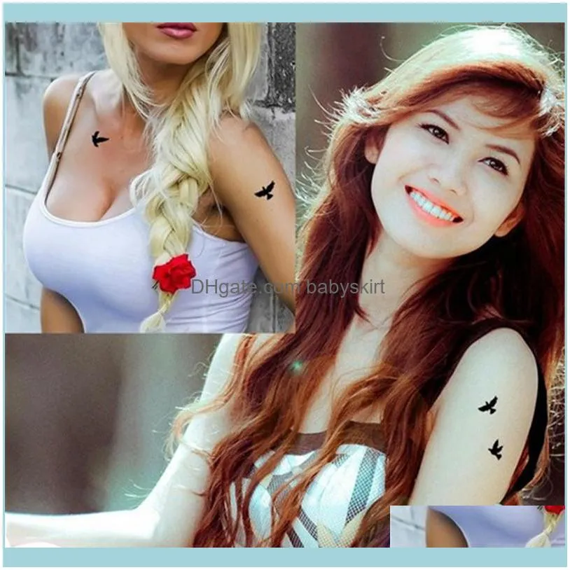 10cm Wrist Tattoo Disposable Design Black Birds Women Beauty Cool Girl Body Sticker For Art1