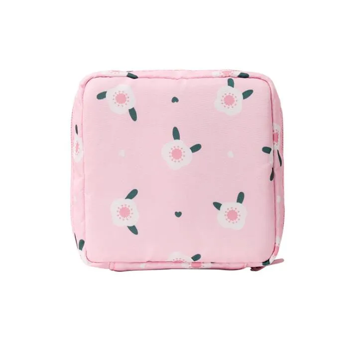 10pcs Coin Purses Women Nylon Floral Lemon Cactus Prints Protable Square Travel Toiletry Storage Bag Mix Color