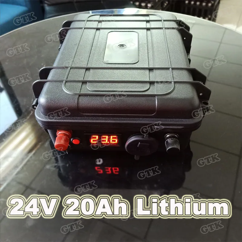Batteria agli ioni di litio portatile GTK 24V 20Ah con BMS per macchina per spiumare il tè su sedia a rotelle elettrica Tosaerba + caricabatterie 3A