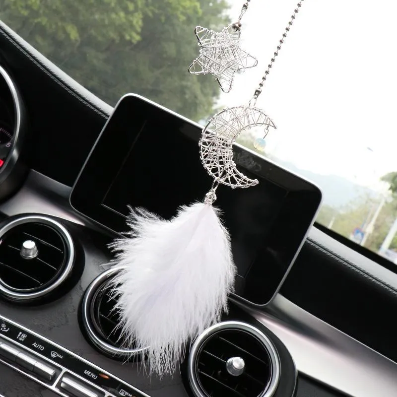 Décorations intérieures ciel étoilé lune rêve miroir créatif vue arrière décoration de voiture suspendus accessoires pour pièces féminines