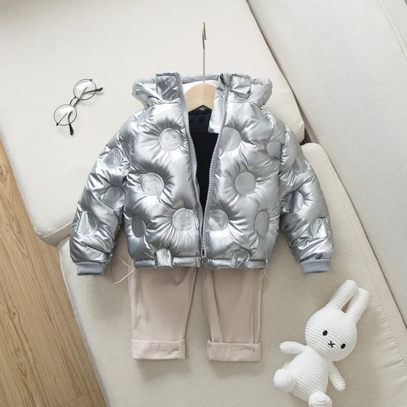 Children's Down Jacket In Solid Color Big Children's Fashion Embossed School Overcomes Boys' and Girls' Winter Coat
