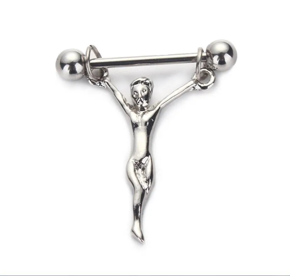 Anneaux de mamelon 2 pièces mode nouveau Style en acier inoxydable anneaux de mamelon jésus anneau de mamelon femmes Sexy corps Piercing bijoux cadeaux de fête