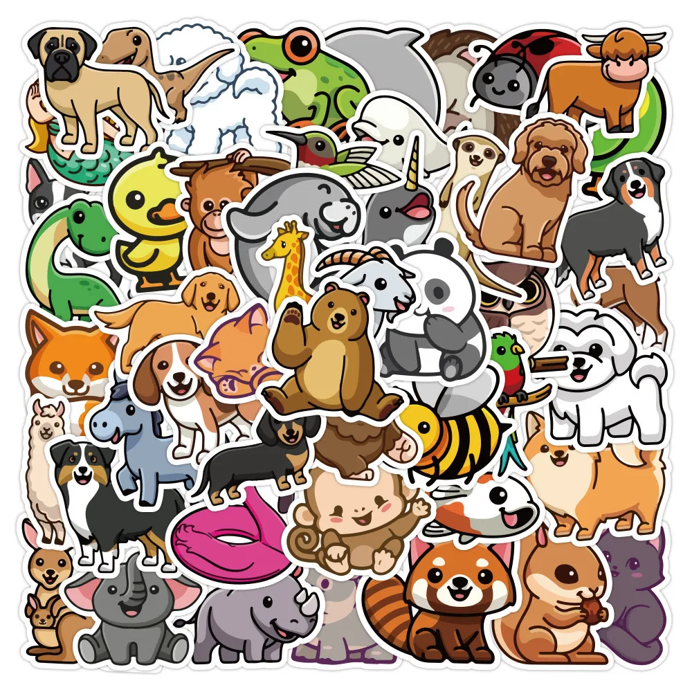 Car sticker 10/50/100pcs Lovely Cute Mixed Animal Stickers for Kids Girls Water Bottle Notebook Skateboard Random Cartoon Pets Vinyl Decals