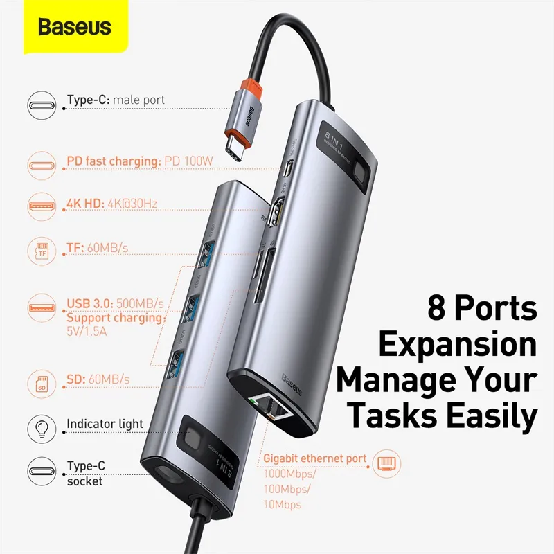 Série Baseus Lite Série USB-A à TF Carte Reader Portable Lecteur de Carte  Portable Support USB3.0 Transmission à Grande Vitesse