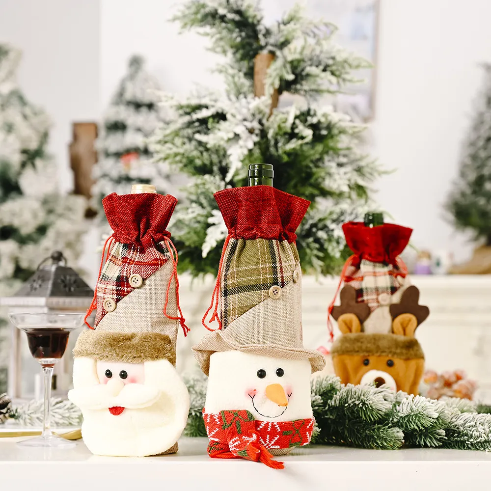 크리스마스 와인 병 커버 귀여운 산타 클로스, 눈사람, 순 록 선물 가방 크리스마스 새해 파티 장식 phjk2108