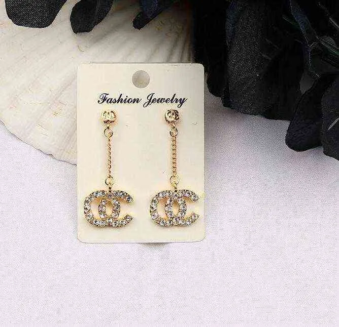 20 couleurs 18K Plaqué Or Marque Designers Lettres Boucles D'oreilles Géométrique Femmes Cristal Strass Perle Boucle D'oreille Partie De Mode Jewerlry H1027