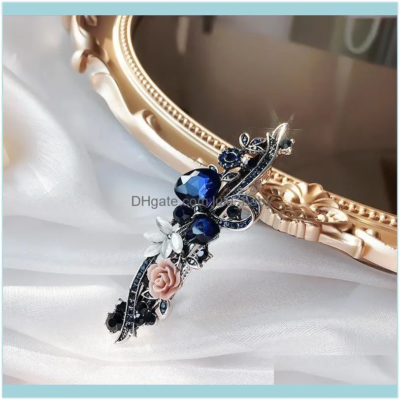 Clips Retro Crystal Flower pin Light Luxury Fashionable Elegant Hair Accessories for Women Jewelry Whole