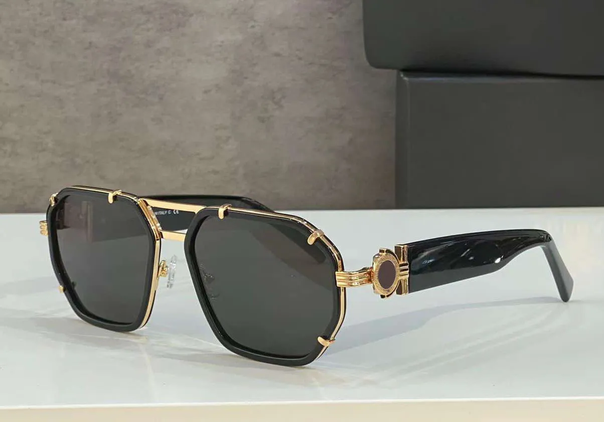 Quadratische Piloten-Sonnenbrille für Herren und Damen, 2228 Gold, Schwarz/Dunkelgrau, Sonnenbrille, Gafas de Sol, UV-Schutz, Brillen mit Box