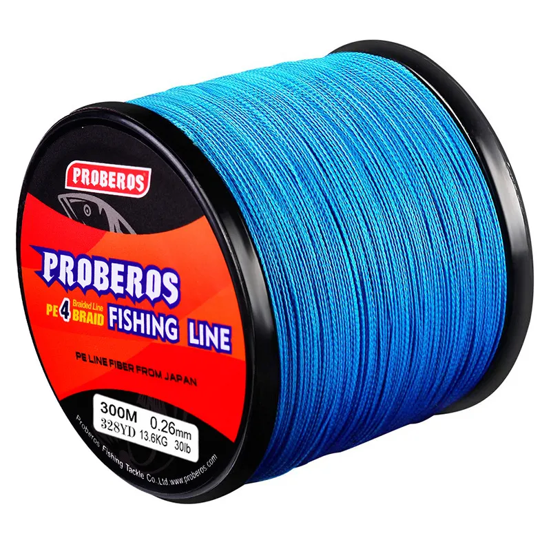 PE 4 Thread Braids Fishing Line 300m Length, Available In 6LB