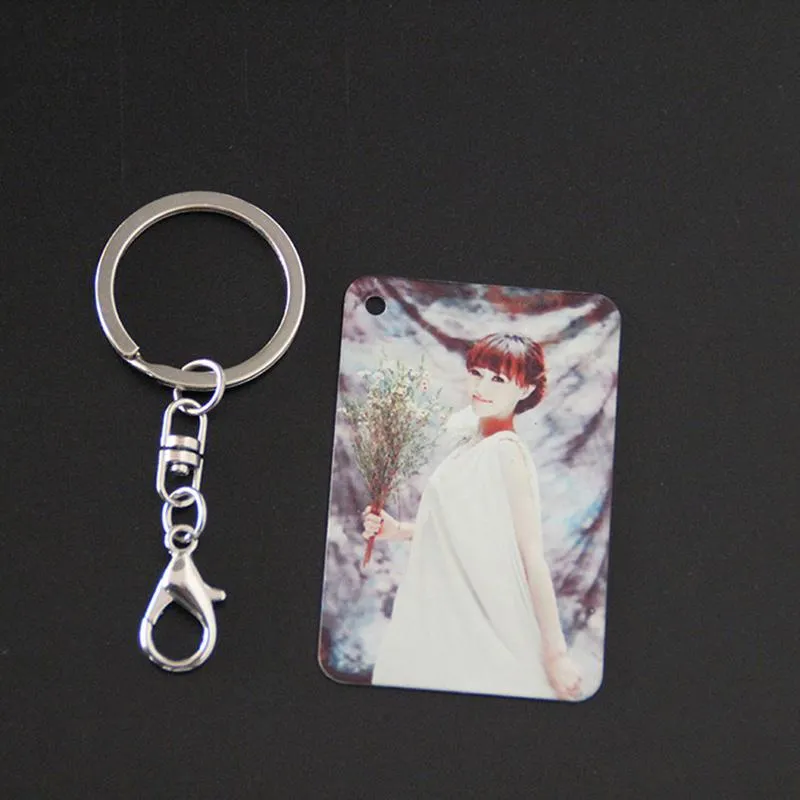 Dye Sublimation Blank Double-sided Metal Keychain DIY Rectangular Personalized Custom Keychains Aluminum Sheet