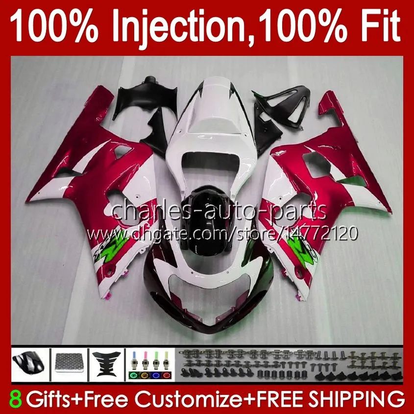 Injektionsformmissioner för SUZUKI GSXR600 GSXR750 600CC 750cc K1 01 02 03 37NO.98 GSXR-750 GSXR 600 750 CC GSXR-600 2001 2002 2003 GSX-R750 01-03 OEM röd vit kropp