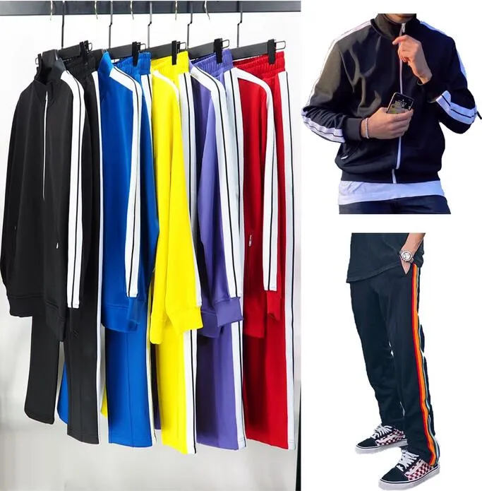 Los más nuevos hombres chándal chándal moda deportes hombre mujer chaquetas casuales chándales Jogger ropa exterior pantalones conjunto chaqueta para hombre Sporting Angels trajes conjuntos S-XL