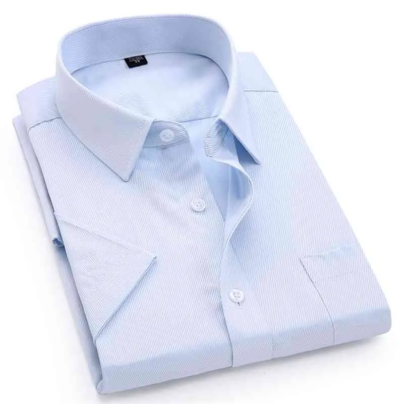 Tenue décontractée pour hommes chemise à manches courtes été blanc bleu rose noir homme coupe régulière chemise hommes chemises sociales 4XL 5XL 6XL 7XL 8XL 210714