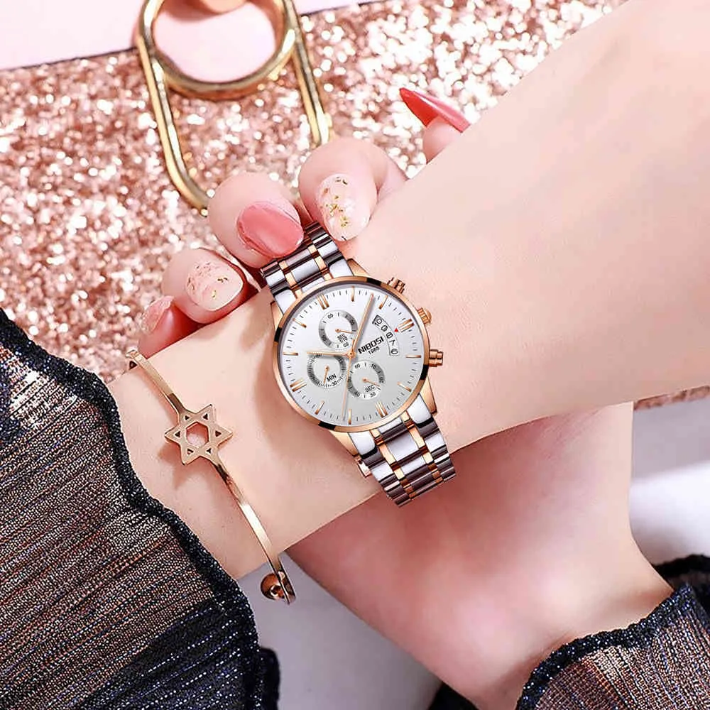 Relogio Feminino NIBOSI Gold Fashion Business Orologio da donna Top Brand Luxury Waterproof Beautiful Women Watch