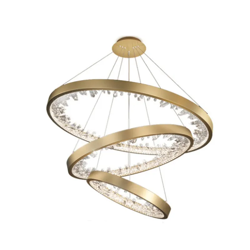 Light luxury crystal pendant lamp living room lamps modern minimalist atmosphere restaurant lights circular ring Nordic bedroom fixture