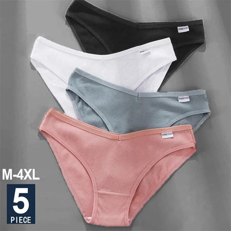 5PCS / Set Femmes Culottes Coton Sous-Vêtements Femme Culotte Solide Couleur Culotte Sexy Lingerie Pantys pour Femme Mémoires Intimates 210720