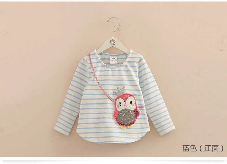 Children Penguin Tops Hot Sale Spring Autumn Kids Clothes Long Sleeve O-Neck Strip Girl Long Sleeve T Shirt (5)