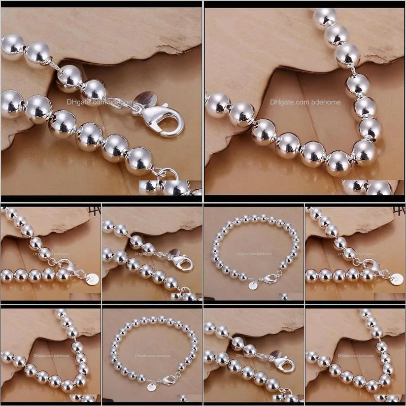 wholesale high quality fashion silver color jewelry charm 8mm chain bead bracelets h126 couple bracelet gifts for women wedding