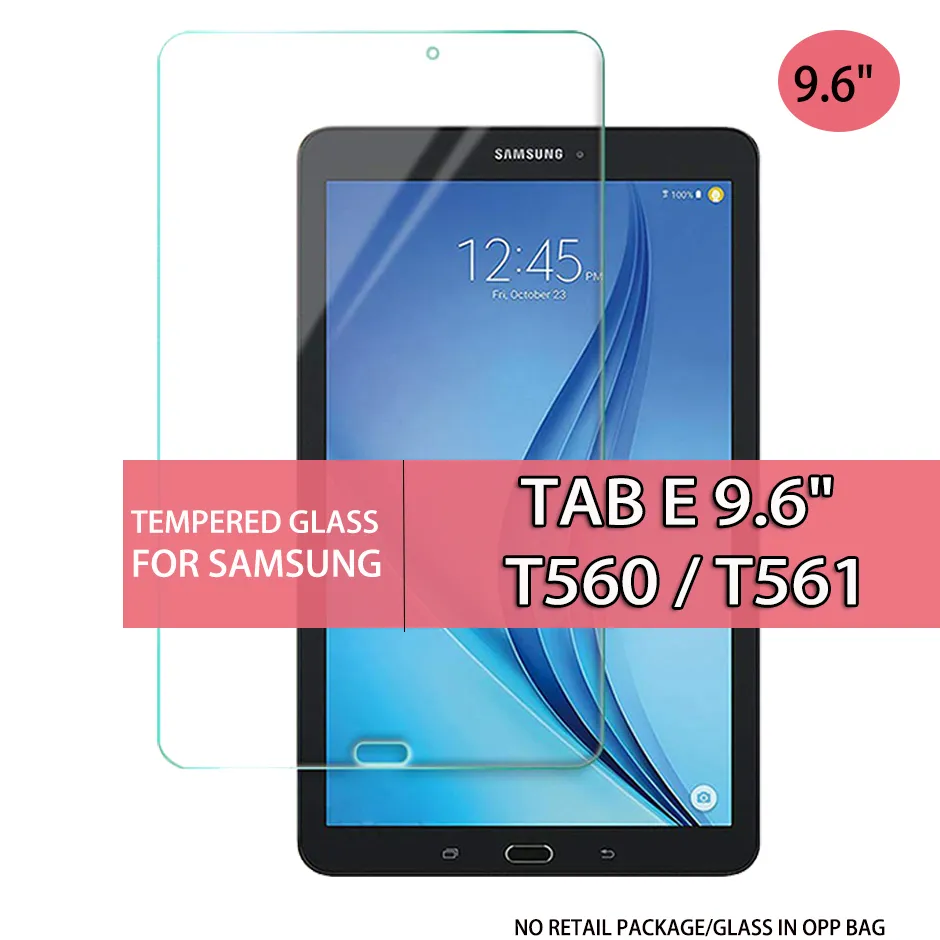 Proteggi schermo in vetro temperato per tablet per Samsung Galaxy TAB E T560 T561 VETRO DA 9,6 POLLICI IN SACCHETTO DEL OPP