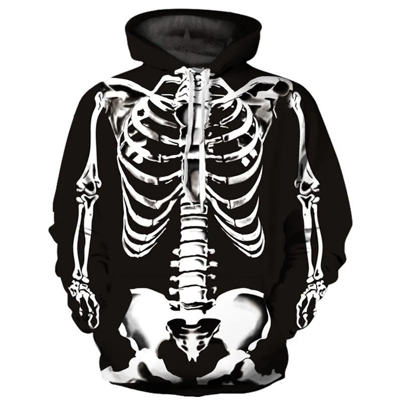 Felpe con cappuccio da uomo Skull Skeleton Stampa Stampa Uomo / Donna Cappelloni con cappuccio Tops Outdoor 3D Outwear YXQL757