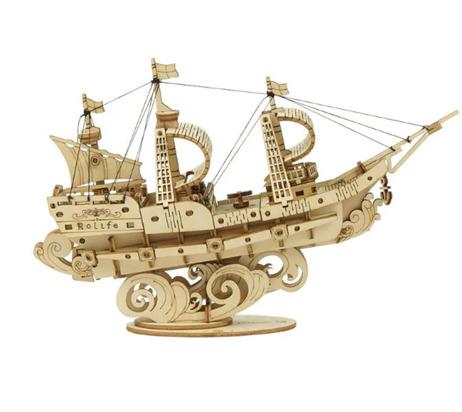 Modèle de bateau fournitures de construction 3D jeux de Puzzle en bois bateau modèle de bateau jouets pour enfants enfants filles cadeau d'anniversaire