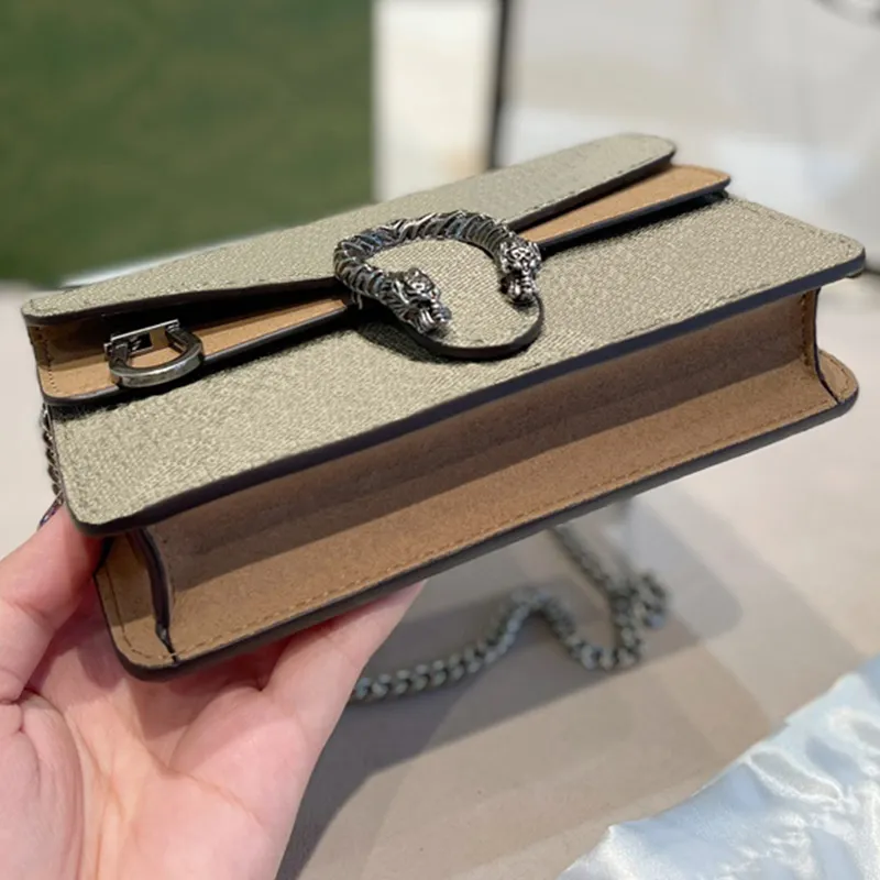 Classic luxury fashion brand wallet vintage lady brown leather mini 17cm handbag designer chain shoulder bag with box wholesale